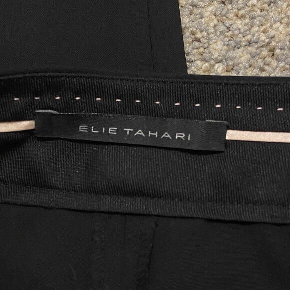Ellie Tahari Dress Pants M Black Mid Rise Straight Leg Wool Designer Career - Picture 8 of 9